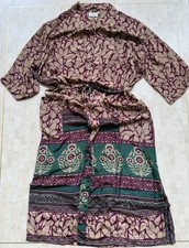 SAPANA Boho Japanese Silk Blockprint Patchwork Kimono Cardigan Robe Hippie India