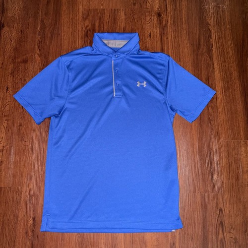 Under Armour HeatGear Loose Blue Golf Polo Shirt Mens Size Small