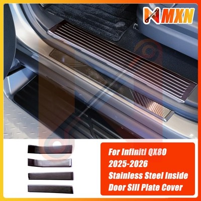 Black Inside Door Sill Plate Scuff Guard For Nissan Armada Patrol Y63 2025-2026