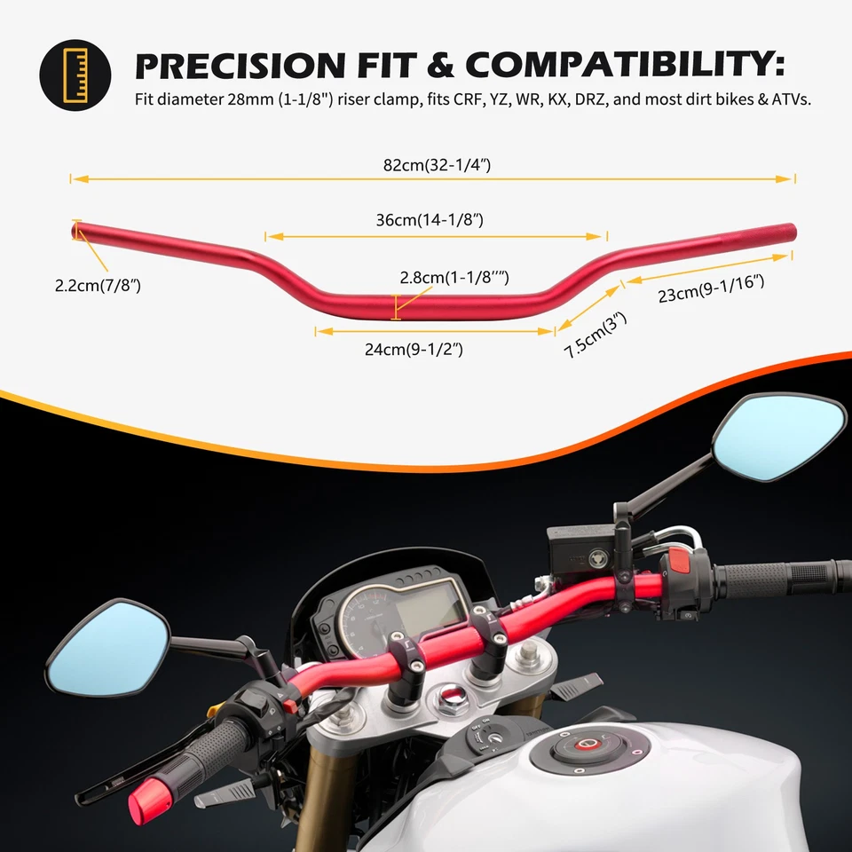 Manillar manillar moto cross 1-1/8" para Honda CRF125F CRF230 CRF250 CRF300 Foto 2 de 4