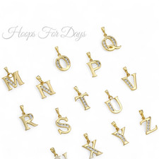 9ct Gold XP Letter pendant on 18" Curb Chain, Cz Small Initial Letter Necklace
