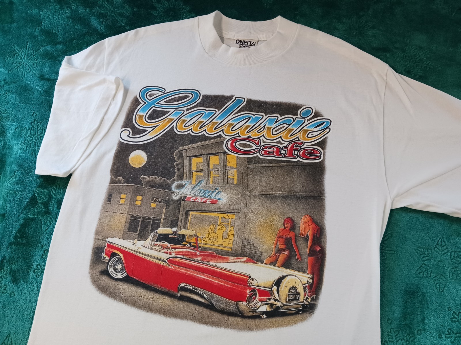Vintage Chicano Art Lowrider T Shirt Ford 59"Galaxie Cafe" Men's M Single Stitch
