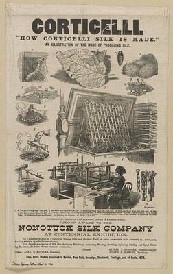 Corticelli Silk Making Process Illustration 1878-1880 Silkworm Spinning Thread