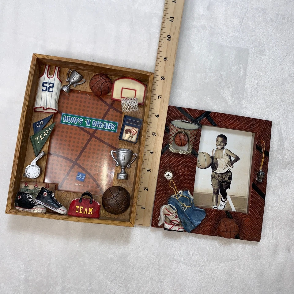 Lote de marcos de fotos de baloncesto decoración de pared exhibición de fotos Russ Berrie pintado a mano Foto 3 de 4