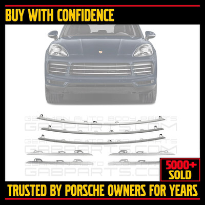 Porsche Cayenne 2019-23 Grill Molding Disc Molding Trim Kit Set Chrome Silver