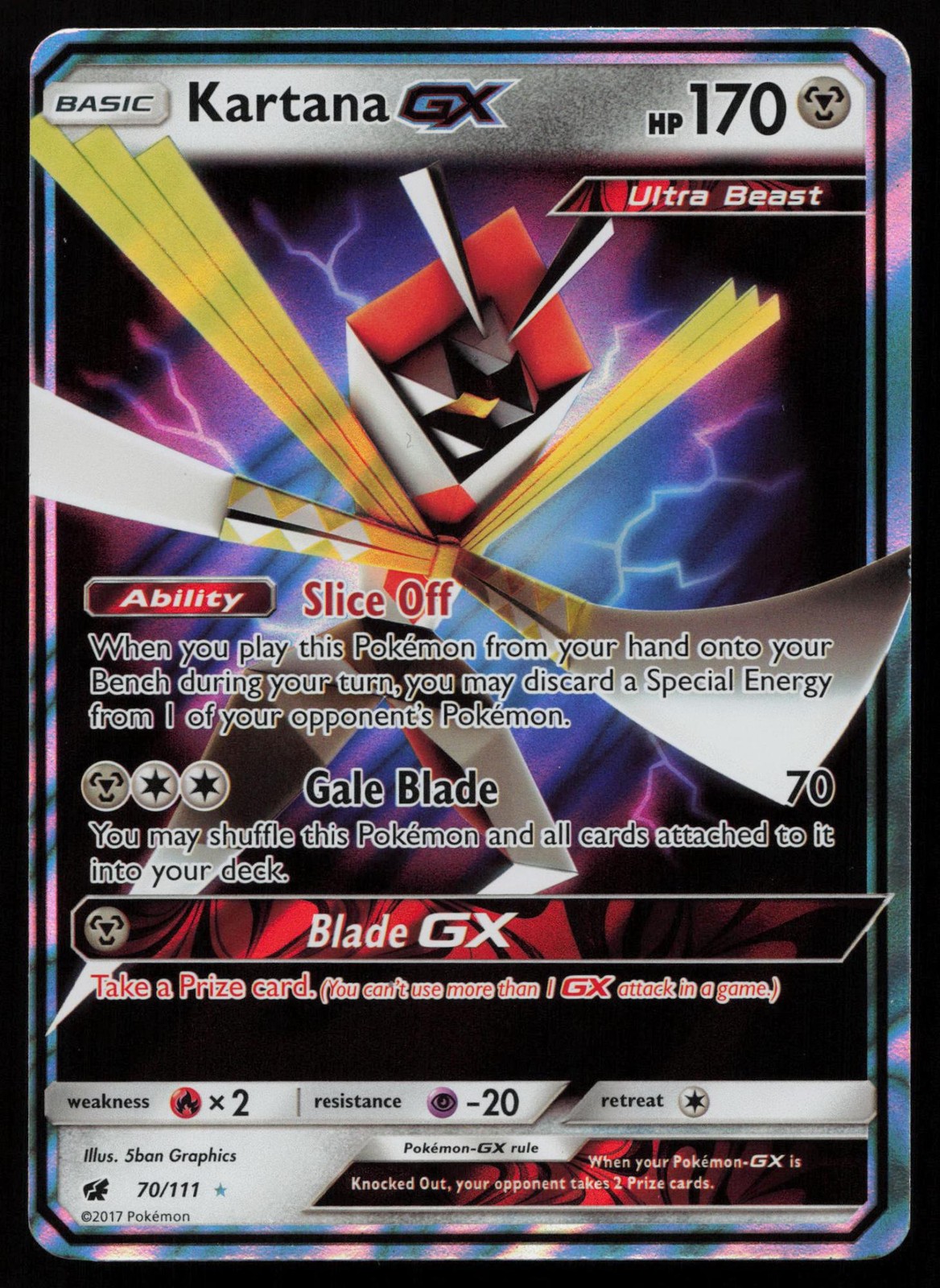 Kartana GX 70/111 Holo GX Rare Crimson Invasion Pokemon NM
