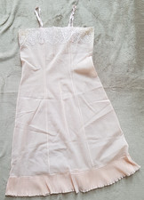 RARES:  Perlon Unterkleid mit Spitze, rosa, top Erhaltung