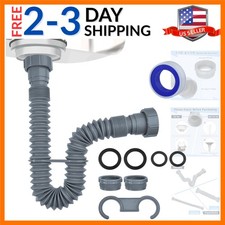 Flexible Sink Drain Pipe 1-1/2 Inch, Adjustable P Trap Kit with 1-1/4 Inch Ad...