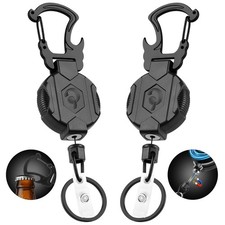 Heavy Duty 2 Pack Badge Holder Retractable Keychain w/ 32'' Steel Cord New