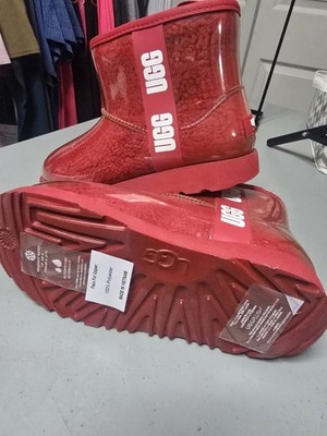 UGG Kids Classic Clear Mini II Red Waterproof Snow Boots  Size 4