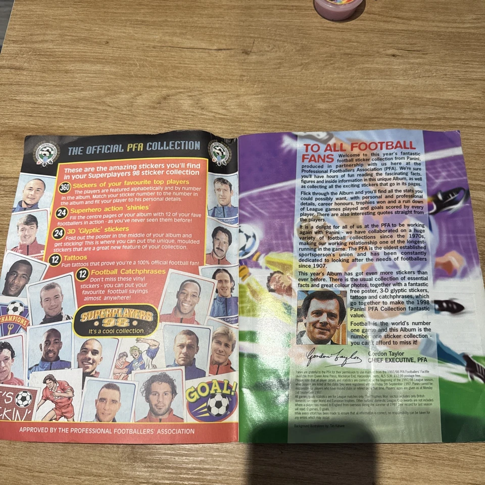 Panini PFA Superplayers 98 1998 Complete Album Ok/Good Condition — 第 2/4 张图片