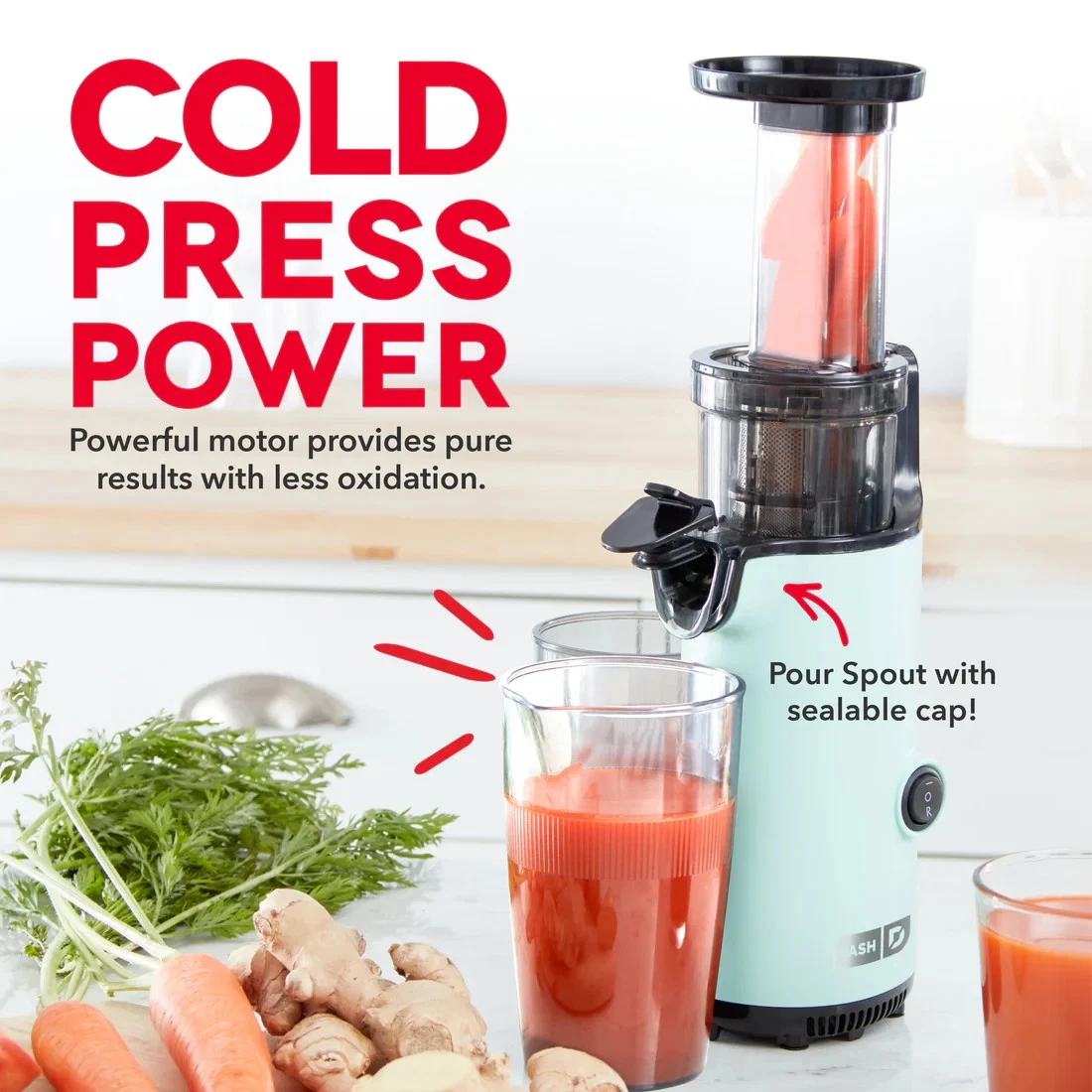 DASH Compact Cold Press Power Juicer - Aqua