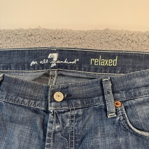 7 For All Mankind Relaxed Mens Jeans 38x34 Blue Medium Wash Made in USA - Picture 3 of 11