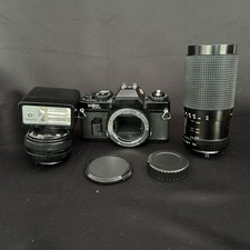 Vintage SEARS KSX Super 35mm SLR Film Camera w/ 2 Lenses, Flash,  Case Untested