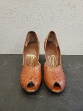 1940s Alligator Reptile Slingback Platform High Heel Pumps by Martinique