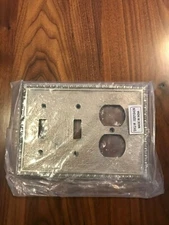 Wall Cover Plate Outlet Cover Plate Pewter Solid Metal Egg & Dart Hammered New