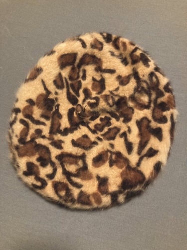 Angela & William Leopard Angora Beret Cap Hat 10.5" in Diameter - Picture 6 of 6