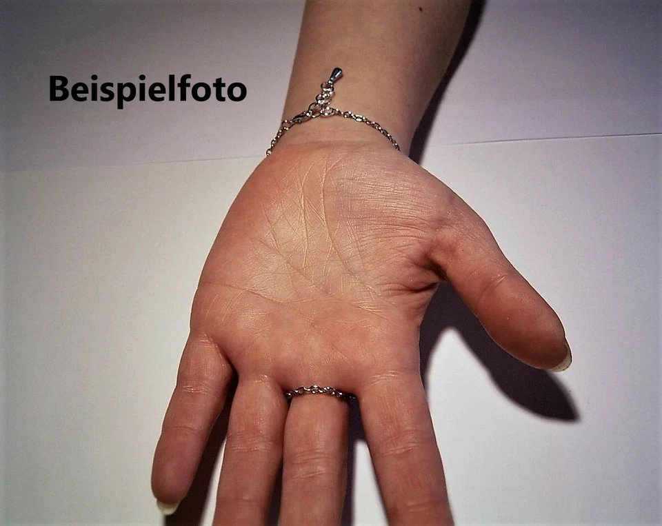 Sklaven-Armband mit Fingerkette bronzefarben + hellblau lila türkis hellgrün - Bild 3 von 3