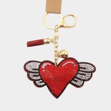 Red Rhinestone Heart Key Chain / Handbag Charm