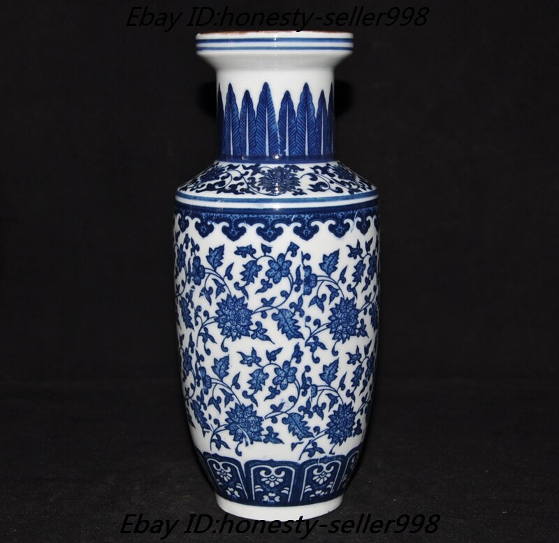 Marked China Blue&white porcelain flower pattern Zun Bottle
