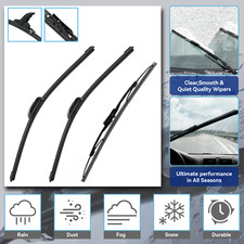 Front Windshield Direct Connect 22" 22" 16" Front Left & Right Rear Wiper Blades