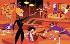 SHAG Josh Agle "Thrilling Threesome Plus One” Unframed Serigraph Art Print COA