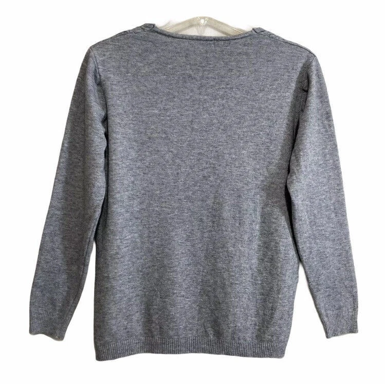 Victoria вязаный свитер верхний женский размер средний серый v-образным вырезом длинным рукавом эластичной - Изображение 2 из 4