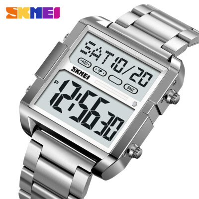 SKMEI Men Square Watch Digital Wristwatch Big Case Electronic Digital LED  Watch