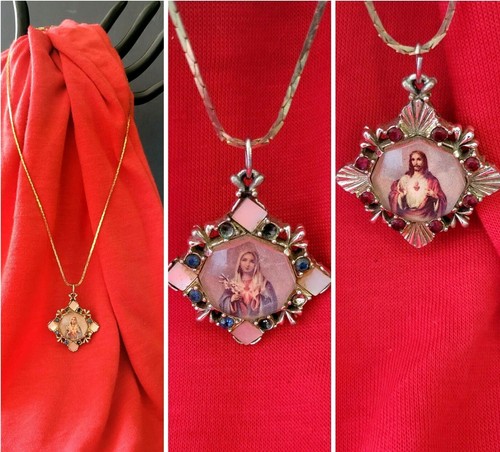 Jesus \u0026 Mary Two Sided Crystal Pendant 