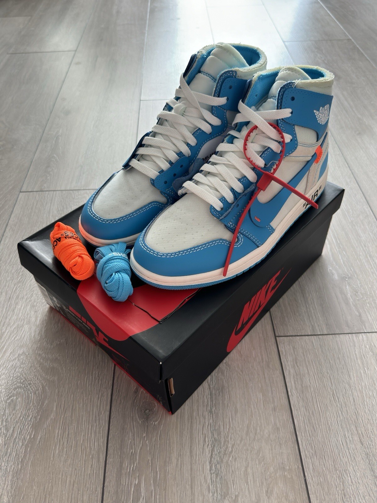 OFF WHITE X NIKE ✅ Nuove Nike Jordan 1 Retro High OG x Off White University Blu UNC UK7 US8 EU41