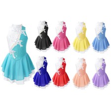 Kids Girls Sleeveless Round Neck Skating Suit Dance Group Training Suit