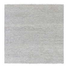 6'x6' Dark Gray Modern Grass Design Undyed Wool Hand Knotted Oriental Rug R79543