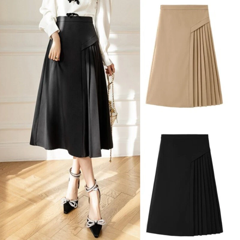 Black a shop line pleated skirt