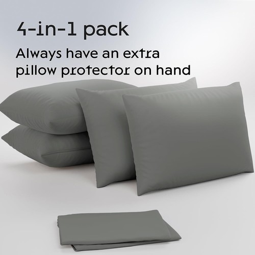 4 Pk Queen Sz Pillowcases 20x30 Microfiber Brushed Soft Zip 5060545021224 - Picture 2 of 7