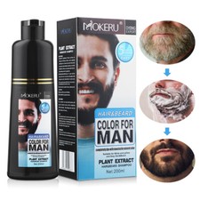 2 in 1 Men Black Beard Hair Dye Color Shampoo Permanent Darkening Hair Coloring