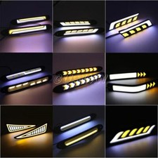 Car Led Cob Drl White Amber Daytime Running Headlight Strip Light Turn Signal Car Led Cob Drl White Amber Daytime Running Headlight Strip Light Turn Signal