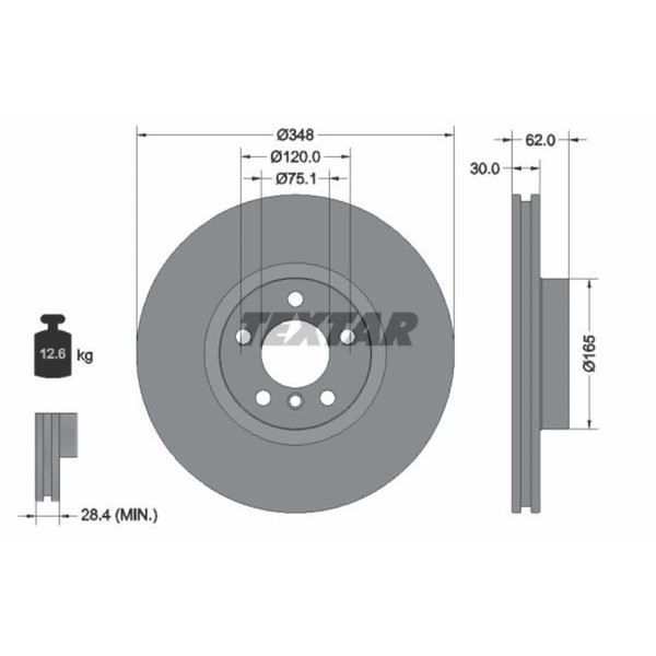 Textar 2X Bremsscheibe Vorne Ø348 Mm InnenbelüFtet FüR BMW X5 F15 F85-image