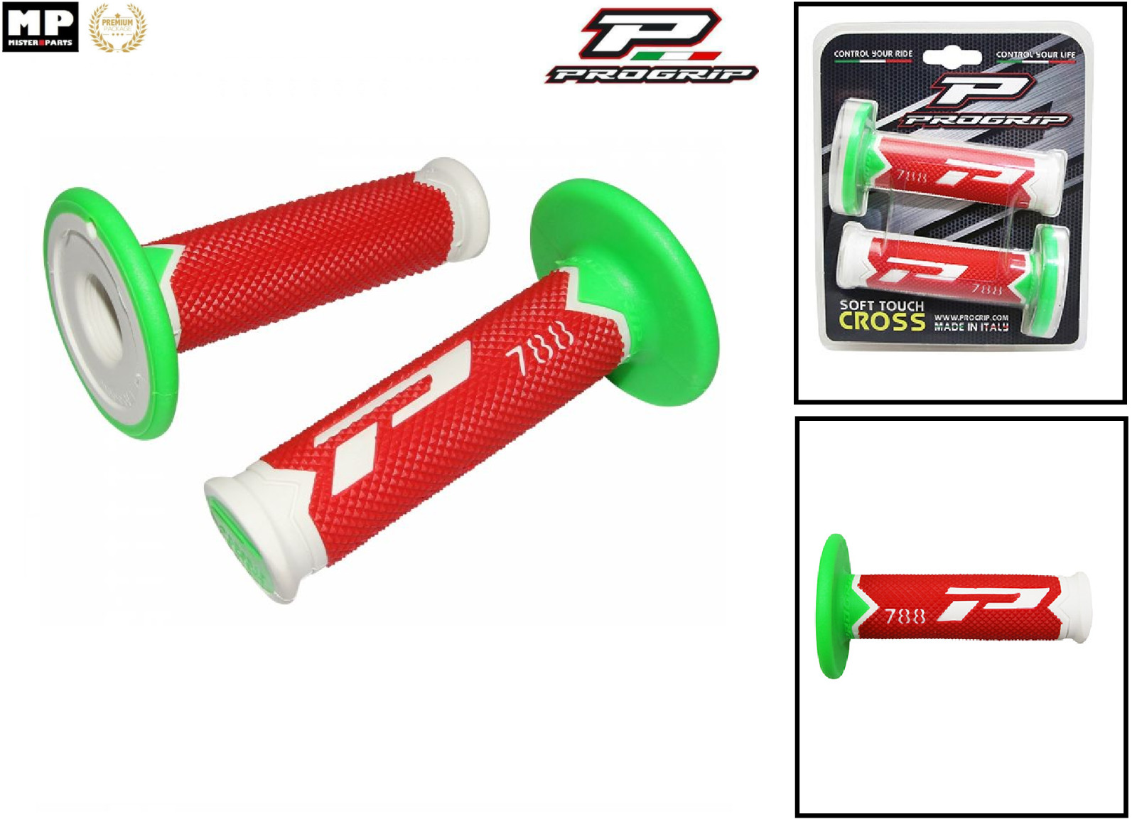 Poignées Progrip 788 antidérapantes contre la fatigue des mains en moto cross
