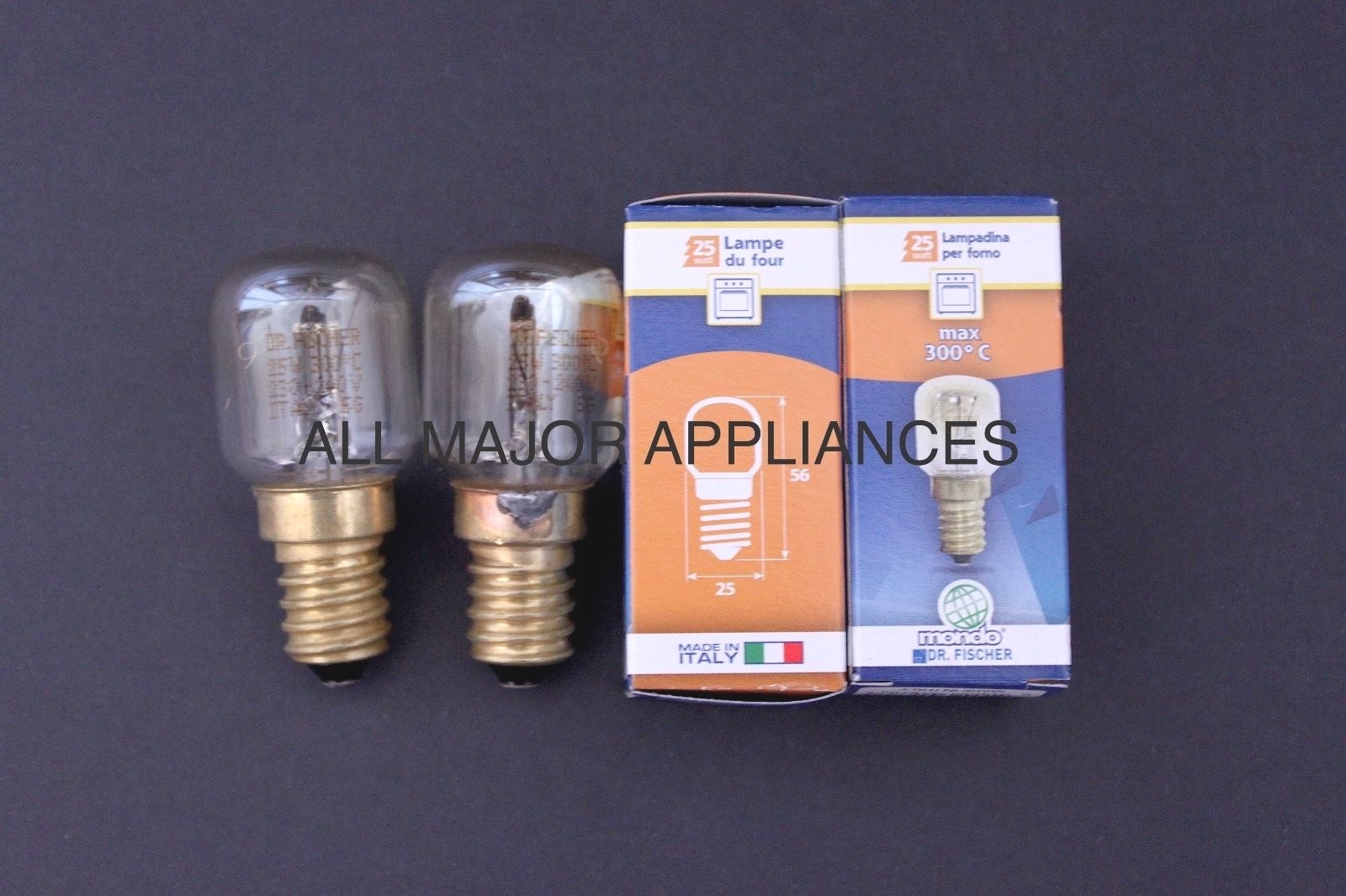 ILVE OVEN LIGHTS/GLOBES DR FISHER MADE IN ITALY 300C PAIR 25W TOP BRAND