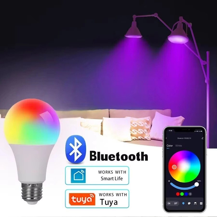 E27 LED Smart Bulb RGB Tuya Lamp Bluetooth APP Control Dimmable Ampoule LED Ligh-image