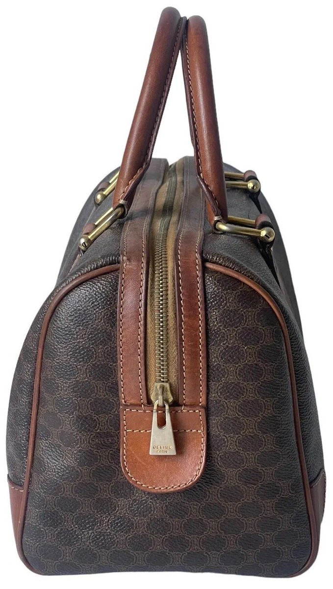 Celine Macadam Boston Bag Vintage Brown Small 2-Handle Classic
