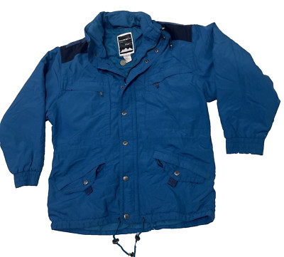 SUMMIT by JD Vintage 90s Jacket Men M Blue Black Ski Snow Rain Zip Snap Hooded M