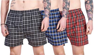 Herren gewebte Boxershorts Rich Cotton Gummizug 3 Paar Pack Unterwäsche M bis 2XL