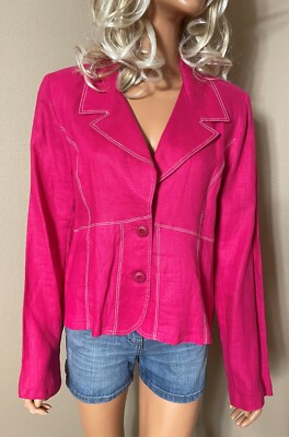 Blazer En Lin 100% Français DPM - Taille 44, Couleur Rose, Neuve Jamais Portée