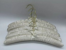 Set of 5 Ivory Satin Covered Hangers with Metal Hooks Lingerie Intimates