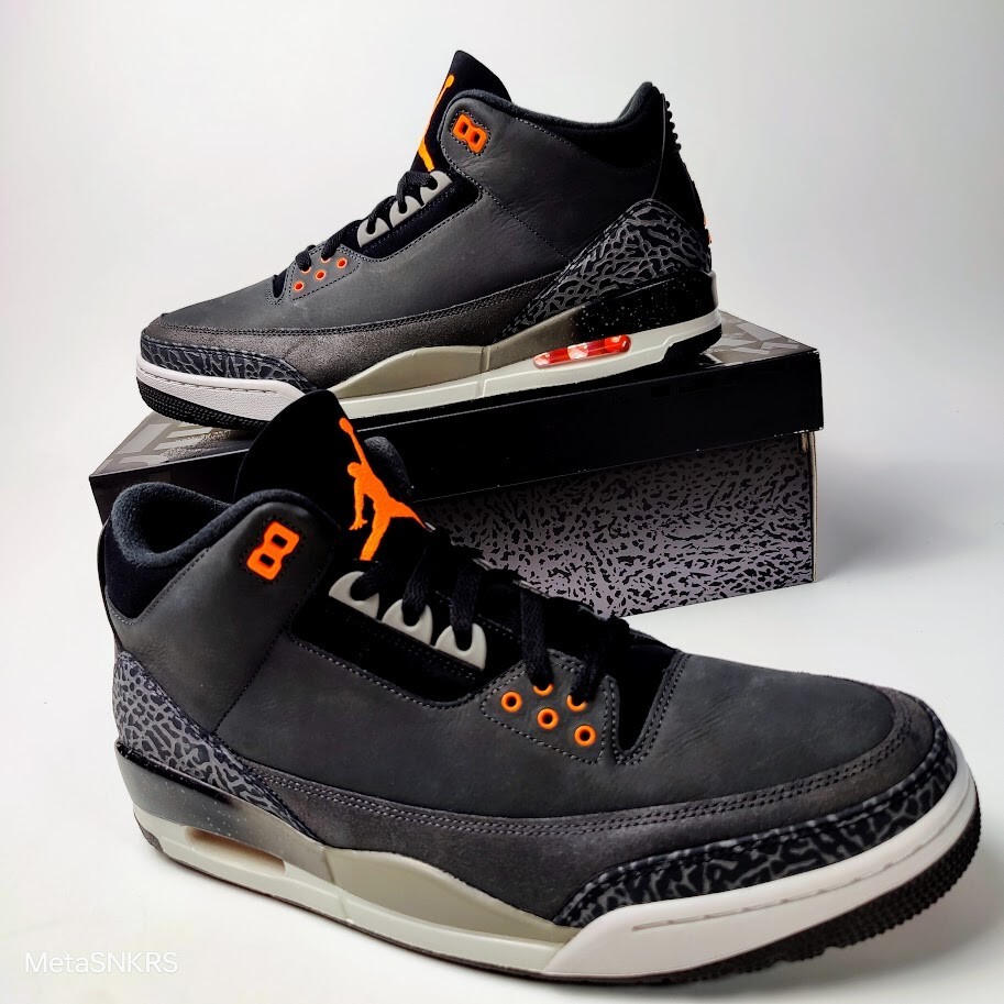 Air Jordan 3 US 13 Men's Black White Gray Orange Nike Retro Fear  CT8532 080 New thumbnail 4