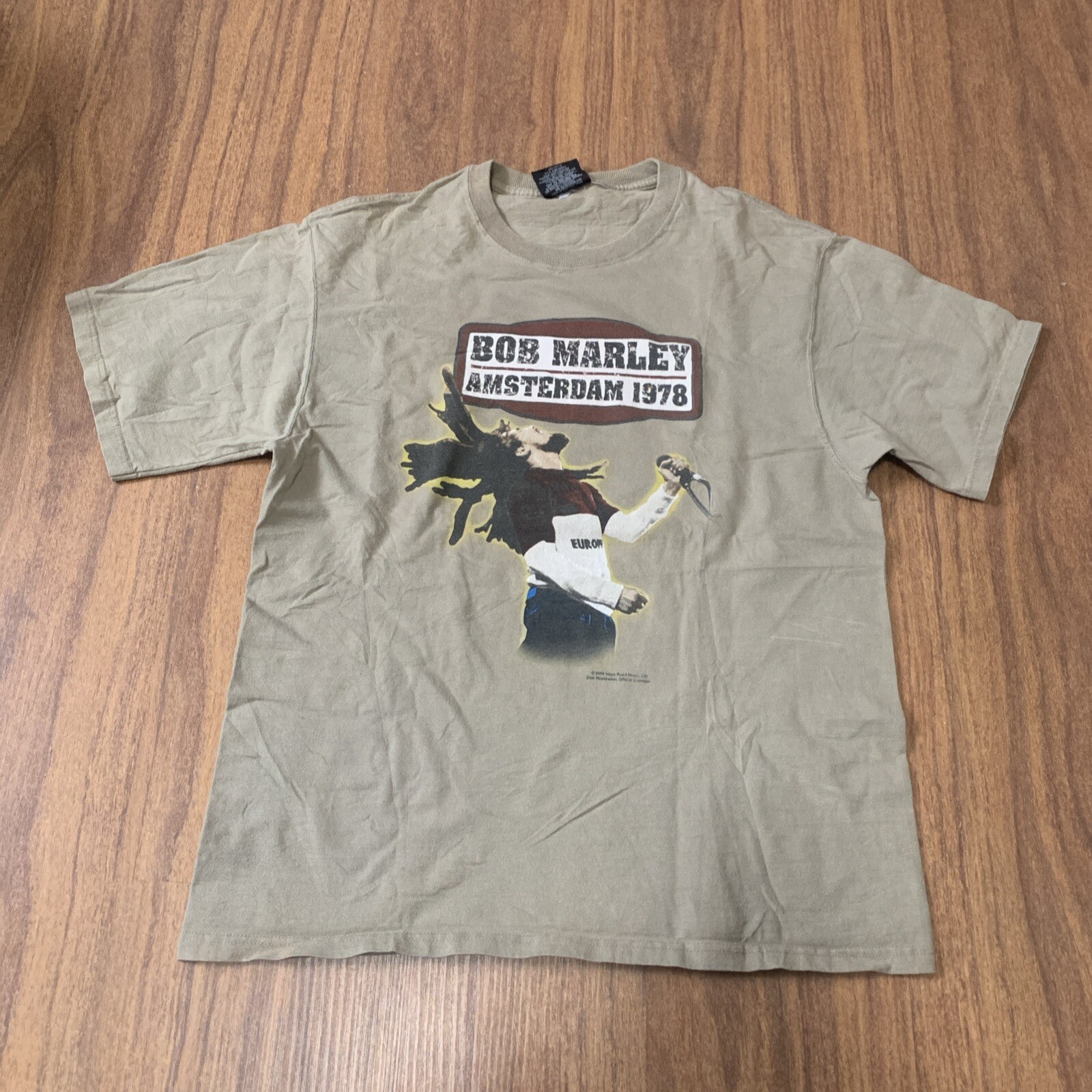Vintage 2004 Bob Marley Amsterdam Zion Graphic T-shirt Large Beige