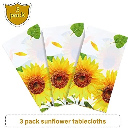 Sunflower Wood Grain Tablecloth Plastic Rustic Sunflower Tablecloth White - Image 4 of 4