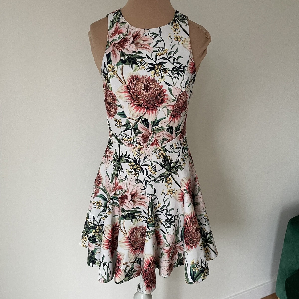 sleeveless floral jacquard fit and flare dress Jacquard Fit & Flare Dress - Metallic Floral