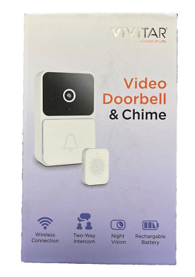 Vivitar DB201-WHT Wireless Video Doorbell Smart Security Camera Wi-Fi Chime NEW